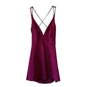 LULU'S Eve In Lobe Strappy Maroon Burgundy Mini Fit & Flare Dress XL
